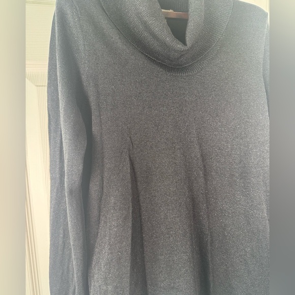 Vertical Designs Cowl Neck Metallic Black Knit Womens Sweater Size Large - Picture 3 of 9